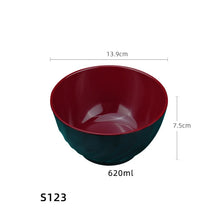 Load image into Gallery viewer, Black &amp; Red Japanese Ramen Bowls | Donburi Soup Melamine Bowl - 1 Pc