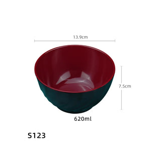 Black & Red Japanese Ramen Bowls | Donburi Soup Melamine Bowl - 1 Pc