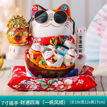 Load image into Gallery viewer, Lucky Cat Ceramic Display | Large Fortune Decoration Electric Wave Hand - 1 Pc