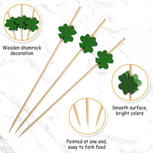 Load image into Gallery viewer, Green Clover Fancy Toothpicks | St Patricks Day Shamrock Party Picks - 100 Pc