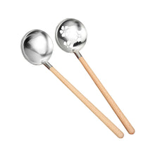 Load image into Gallery viewer, Japanese Metal Ladle with Wooden Handle | Asian Soup Spoons and Strainer - 1 Pc Style