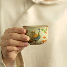 Load image into Gallery viewer, Peacock Chinese Tea Cup | Ornate Ceramic Bird - 1 Pc