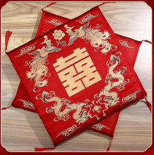 Load image into Gallery viewer, Vietnamese Tea Ceremony Kneeling Cushion | Chinese Wedding Red Double Happiness - 2 Pc Set