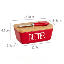 Load image into Gallery viewer, Cute Butter Dish | Colorful Bamboo Lid and Knife Holder Ceramic - 1 Set