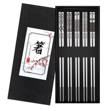 Load image into Gallery viewer, Silver Textured Metal Chopsticks | Korean Luxury Fancy Set - 5 Pairs