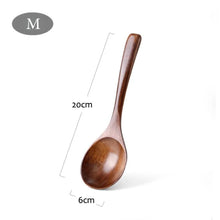 Load image into Gallery viewer, Natural Long Handle Wooden Spoon |  Japanese Rice Noodle Asian Soup Spoons - 1 Pc