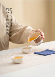 Ceramic Travel Chinese Tea Set | Small Portable Pot Cups Gift