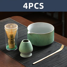 Load image into Gallery viewer, Blue Rustic Japanese Matcha Set with Ceramic Bowl | Bamboo Tea Whisk - 4 Pc