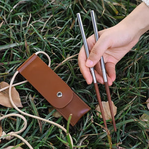 Collapsible Chopsticks with Hanging Bag | Metal Travel Foldable Portable Camping Chopstick Set