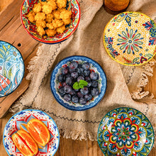 Load image into Gallery viewer, Bright Colorful Bohemian Ceramic Small Soy Sauce Dish - 3 Pc Set