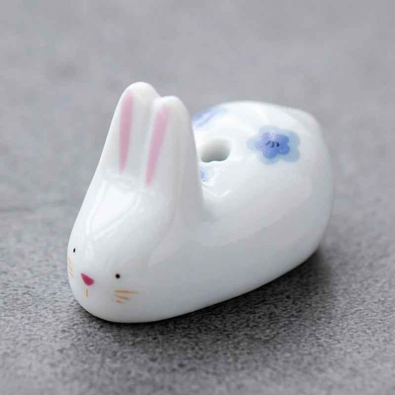 Rabbit & Cat Ceramic Incense Holder | Cute Stick Burner Holders - 1 Pc