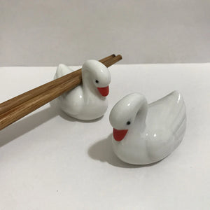 Cute Chopstick Holder | Ceramic White Swan Utensil Rest - 1 Pc