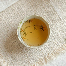 Load image into Gallery viewer, Bamboo Chinese Tea Cup | Golden Painted Ceramic Teaware - 80 ml