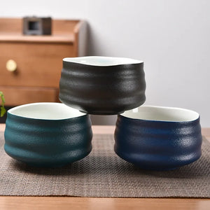 Matte Blue Teal Matcha Bowl Chawan | Duo Tone Deep Green  - 1 Pc