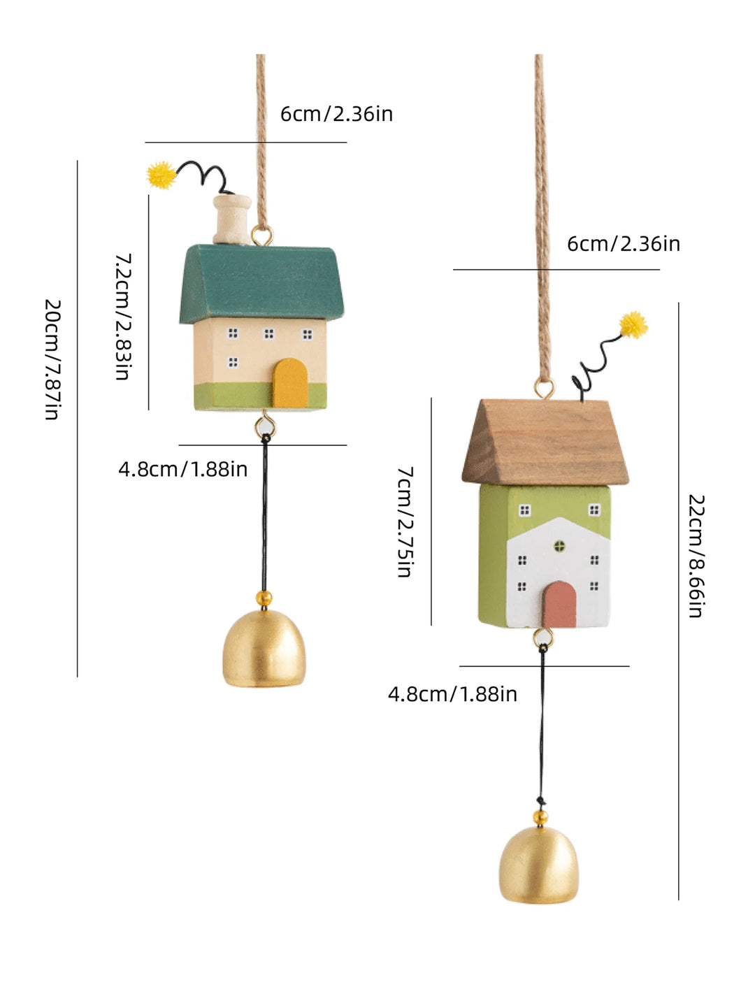 Cute House Japanese Wind Chimes Bell Doorbell - 2 Pc Set