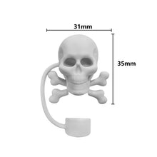 Load image into Gallery viewer, Black Skull Stanley Straw Covers | Silicone Halloween Toppers Caps - 1 Pc