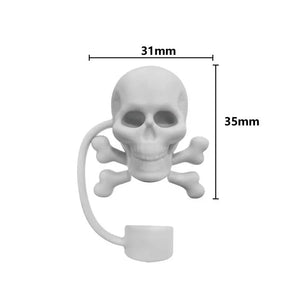 Black Skull Stanley Straw Covers | Silicone Halloween Toppers Caps - 1 Pc