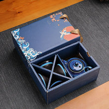 Load image into Gallery viewer, Ornate Deep Blue Ceramic Tea Pot and Cup Set | Kung Fu Teaware - 1 Set