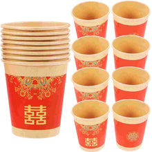 Load image into Gallery viewer, Disposable Chinese Wedding Paper Cups for Tea Ceremony | Red Double Happiness - 50 Pc Set