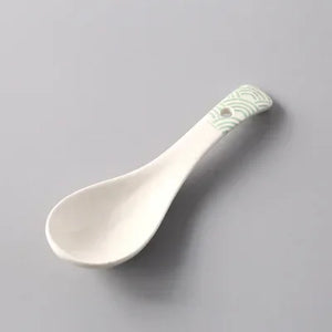 White Asian Soup Spoons | Classic Japanese Ceramic Spoon Tableware - 1 Pc