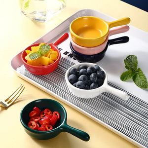Colorful Mini Dipping Saucer with Handle | Ceramic Japanese Soy Sauce Dish - 1 Pc