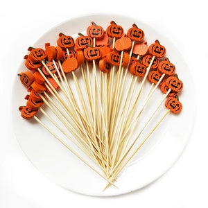 Halloween Fancy Toothpicks | Disposable Appetizer Cocktail Skewers - 100 Pc