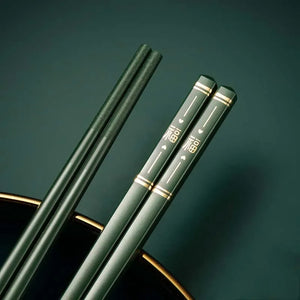 Red Heart Metal Chopsticks | Green Fortune Luxury Chinese New Year Gift - 1 Pc