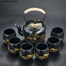 Load image into Gallery viewer, Blue &amp; Gold Glaze Chinese Tea Set | 1 Teapot 6 Tea Cups