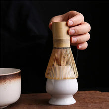 Load image into Gallery viewer, White &amp; Brown Matcha Set | Japanese Tea with Whisk Holder - 6 Pc