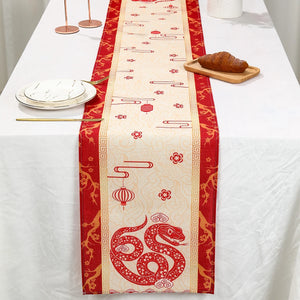 Snake Chinese New Year Linen Table Runner | Lunar Gifts 2025 - 1 Pc