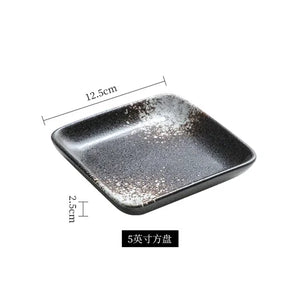 Small Square Japanese Sushi Plates | Rounded Ceramic Platter - 1 Pc