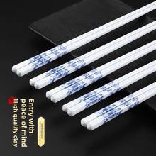 Load image into Gallery viewer, Blue &amp; White Ceramic Chopsticks Set | Celadon Tableware - 5/10/20/30 Pairs