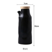 Load image into Gallery viewer, White &amp; Black Soy Sauce Bottle | Ceramic Oil Dispenser - 1 or 2 Pc Set