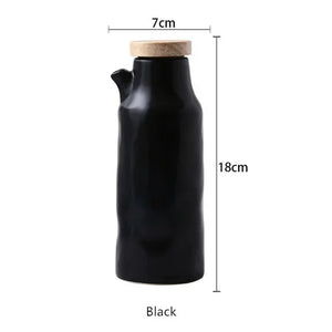 White & Black Soy Sauce Bottle | Ceramic Oil Dispenser - 1 or 2 Pc Set