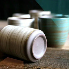 Load image into Gallery viewer, Japanese Yunomi Tea Cup | Crackle Glaze Stoneware, Hand-Painted 230 ml