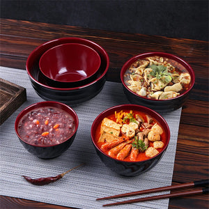 Black & Red Japanese Ramen Bowls | Donburi Soup Melamine Bowl - 1 Pc