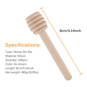 Wooden Honey Dipper | Long Stick Mixing Spoon - 5/10/25/50 Pc