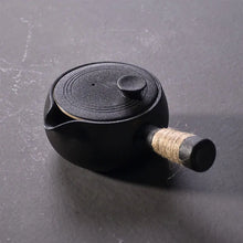 Load image into Gallery viewer, Black Traditional Japanese Teapot | Kyusu Style Ceramic Pottery Side Handle - 1 Pc