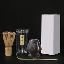 Load image into Gallery viewer, Rustic Black Matcha Set | Bamboo Whisk, Tea Scoop, and Holder - 3 Pc