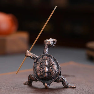 Metal Turtle Stance Incense Holder | Vintage Bronze Stick Burner - 1 Pc