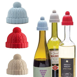 Winter Hat Wine Bottle Stoppers | Christmas Beanie Silicone Decorative Cap - 1 Pc