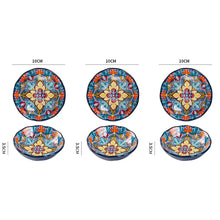 Load image into Gallery viewer, Bright Colorful Bohemian Ceramic Small Soy Sauce Dish - 3 Pc Set