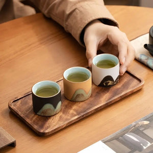 Unique Chinese Mountain 3 Ceramic Tea Cups - 1 Gift Set