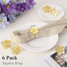 Load image into Gallery viewer, Gold &amp; Silver Plum Blossom Napkin Rings | Dinner Party Cuff - 6 PC Set