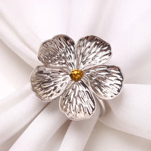 Load image into Gallery viewer, Gold &amp; Silver Plum Blossom Napkin Rings | Dinner Party Cuff - 6 PC Set