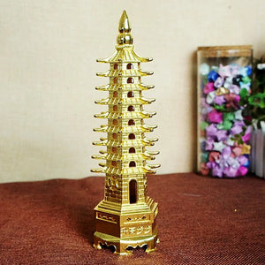 Gold Metal Pagoda | Small Feng Shui Decor Lunar New Year Gift - 1 Pc