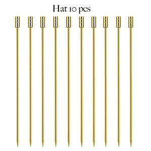 Gold Metal Cocktail Picks | Stirring Drink Skewers Sticks - 10 Pc Set