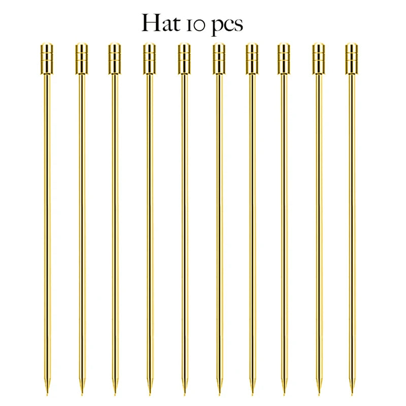 Gold Metal Cocktail Picks | Stirring Drink Skewers Sticks - 10 Pc Set