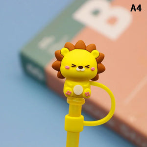 Cute Animal Straw Toppers | Silicone Cup Covers - 1 Pc