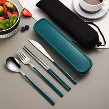 Load image into Gallery viewer, Metal Chopsticks Set with Spoon Fork in Travel Box and Portable Case